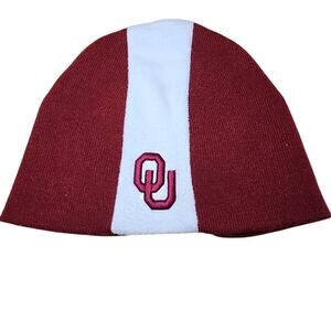 OU Oklahoma University Sooners Crimson and Cream Beanie Excellent Condition